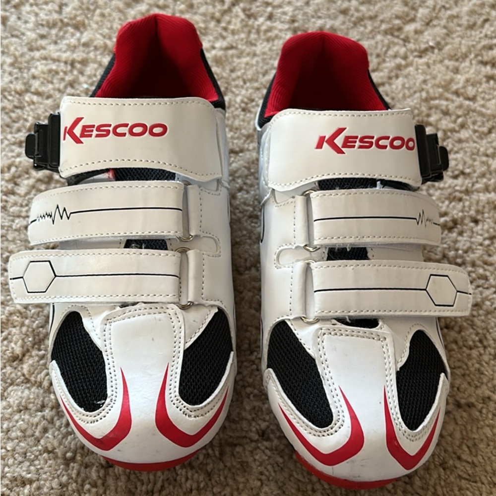 Womens Cycling Shoes - White and Red